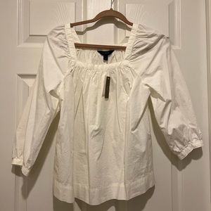 NWT J Crew white peasant blouse women top 0 XS
